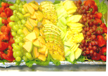 A delicious and decorative fruit platter created by Metro City 
            Wings Catering.